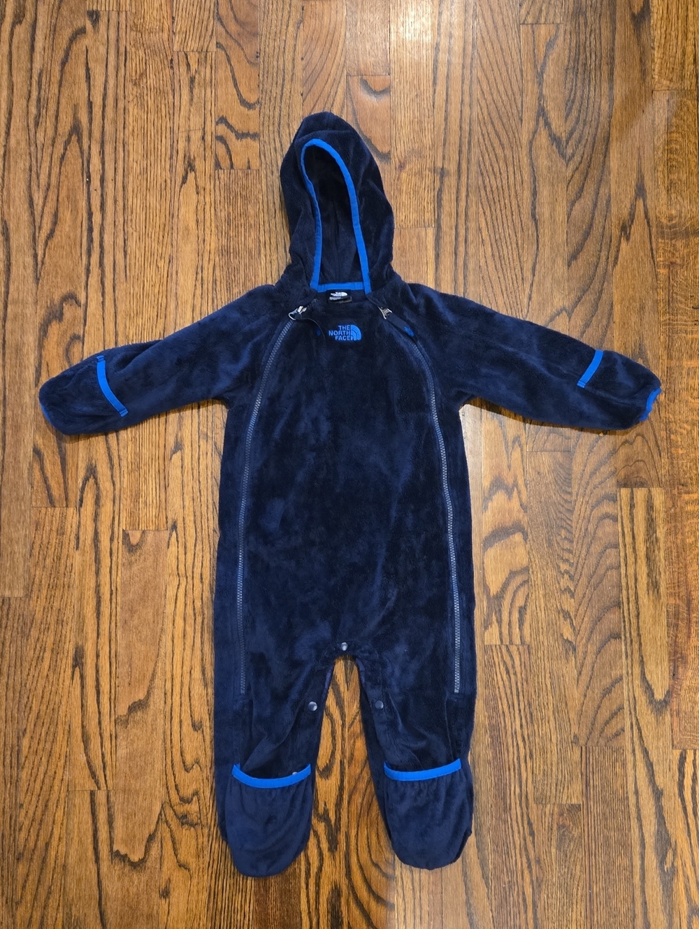 The North Face Oso Navy Blue Fleece Hooded Infant SnowSuit Bunting 12-18 Months